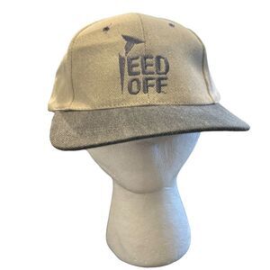 Vintage Nissin Hat TEED OFF Golf Cap Trucker Gray Tan Snapback NWOT